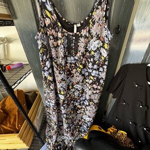 LC Lauren Conrad Black Maxi Dress with Pastel Floral Print